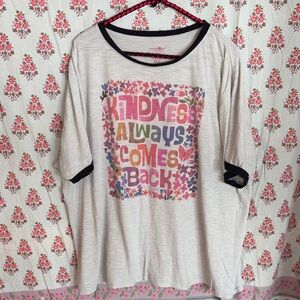NATURAL LIFE Cream Long Sleeve Tee with Pink, Black & Multicolor Floral Print